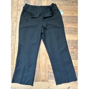 NWT Women's Sz:  16 Black  Linen Blend Wide Leg Slacks Trouser (b10)